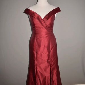 ALFRED SUNG NEW $250 Off-The-Shoulder Cuff Trumpet Gown w/ Front Slit Size 12